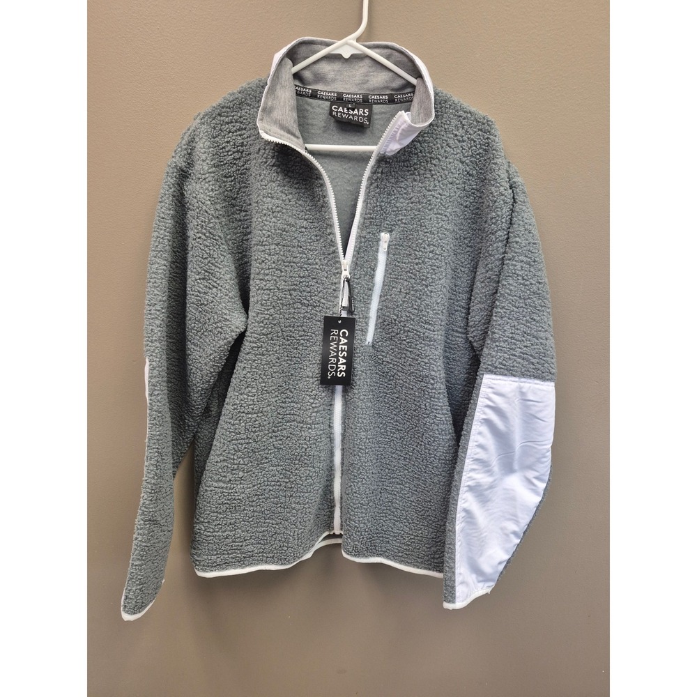 NWT Caesars Sherpa Fleece Pullover Mens L Gray 1/4 Zip Pocket Patagonia